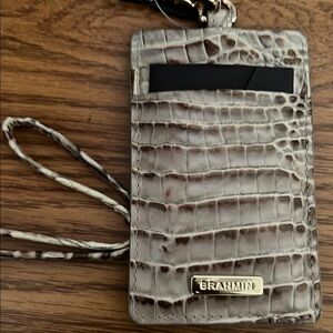 Brahmin Croc-Embossed Card Holder with Wrist Strap